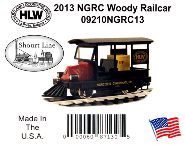 G Scale HLW 09210 NGRC13 2013 Motorized Woody Pick-up Railcar box label