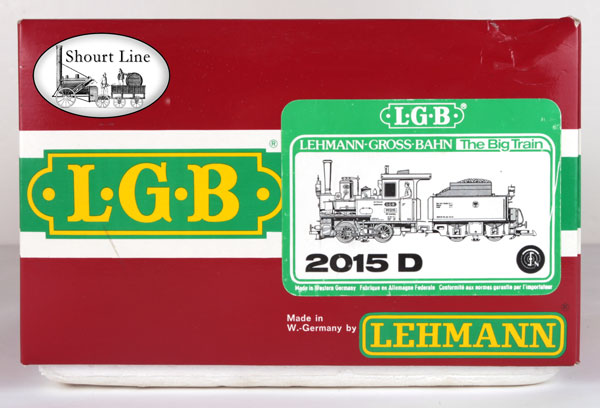 LGB 2015D Black Royal Prussian Steam Loco w Powered Tender Smoker Lights + SL Firemans Platfrom NEW box label end view