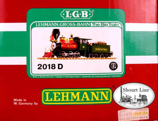 LGB 2018D D&RGW-DSP&PRR 2-6-0 Mogul Steam Loco Working Firebox Ligths Smoker w SW Real Wood Load NEW box label