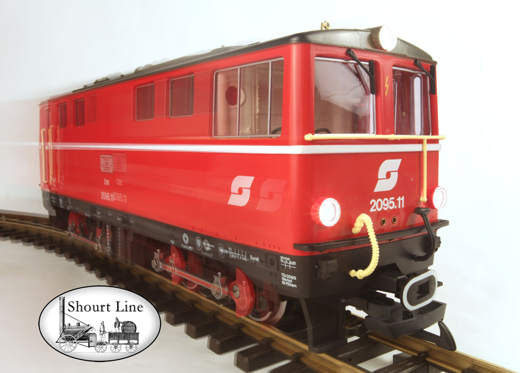 G Scale LGB 2095N ÖBB Diesel Red Loco Like New rear view - leaving the staition