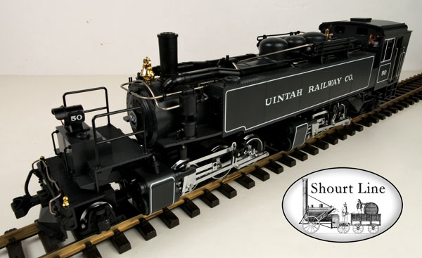 LGB 21881 Uintah Railway Co #50 Mallet 12 wheel drive 2-6-6-2 New Lights & Smoke left front view from above