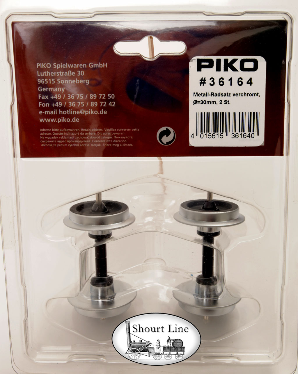 G SCALE LGB OK PIKO 36164 Chrome Plated 30mm Metal Wheelset package back