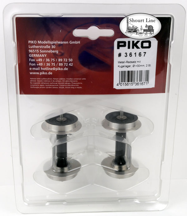 PIKO 36167 LGB G SCALE Hard-Chrome Plated 30mm Ball Bearing 30mm Metal Wheels w Power Pickup