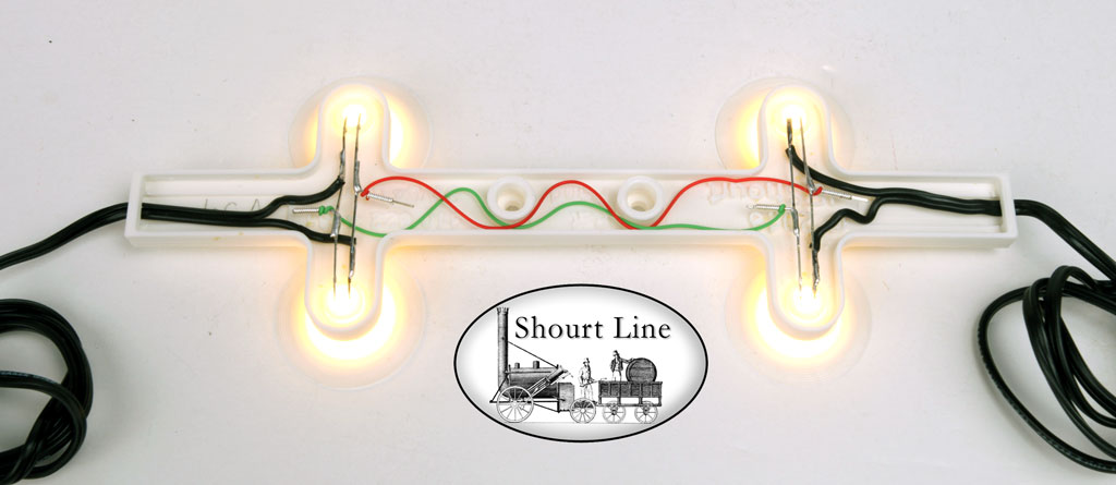 Shourt Line SL 8204230 4 LED Soft White Opal Light Fixtures for short cars DC/DCC w 2ea mounting Screws and 2ea 18 inch Power Cables for short to medium length G Scale Cars - requires an SL LED controller