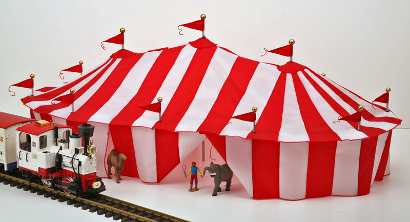 SL-CRCS-3R Tent New LGB Wilson Brothers Circus Scale view with LGB small loco