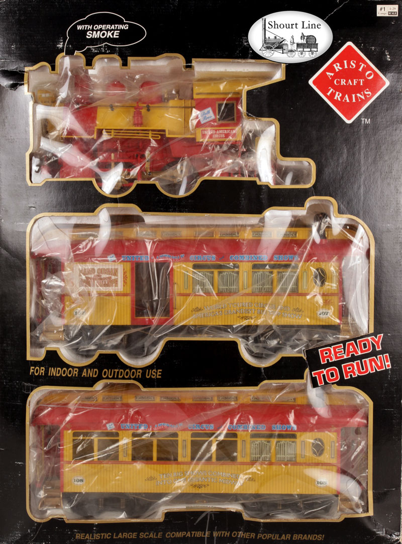 Aristo-Craft ART-28100 Circus Passenger Steam Train Starter Set, Loco, Passenger & Combine Car, Track & Power Pack