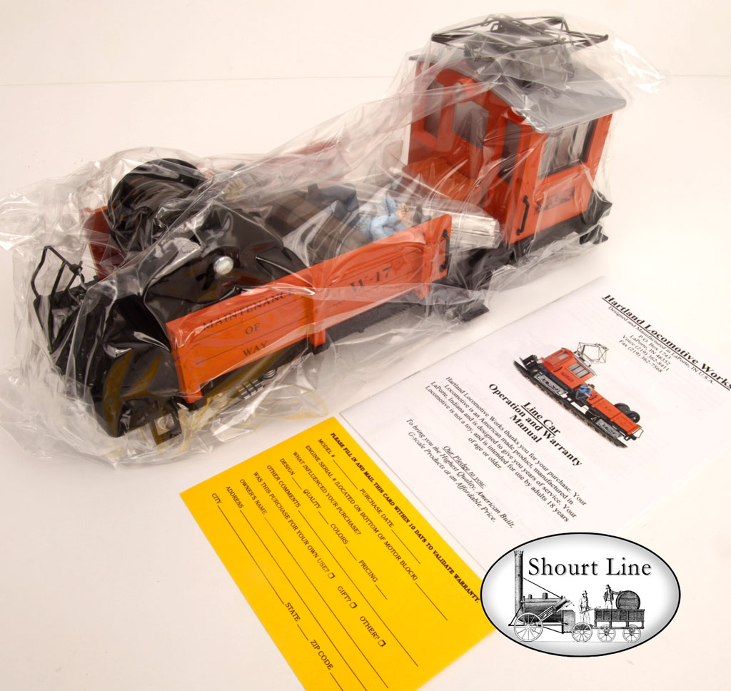 Shourt Line Soft Works Ltd. Products G Scale HLW 09805 Motorized Line Car South Shore Orange M.O.W