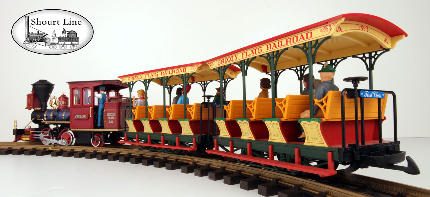 G Scale Grizzly Flats Train Set; LGB 20130 Chloe 0-4-2 Steam Loco, 2 LGB 20130 Passenger Cars