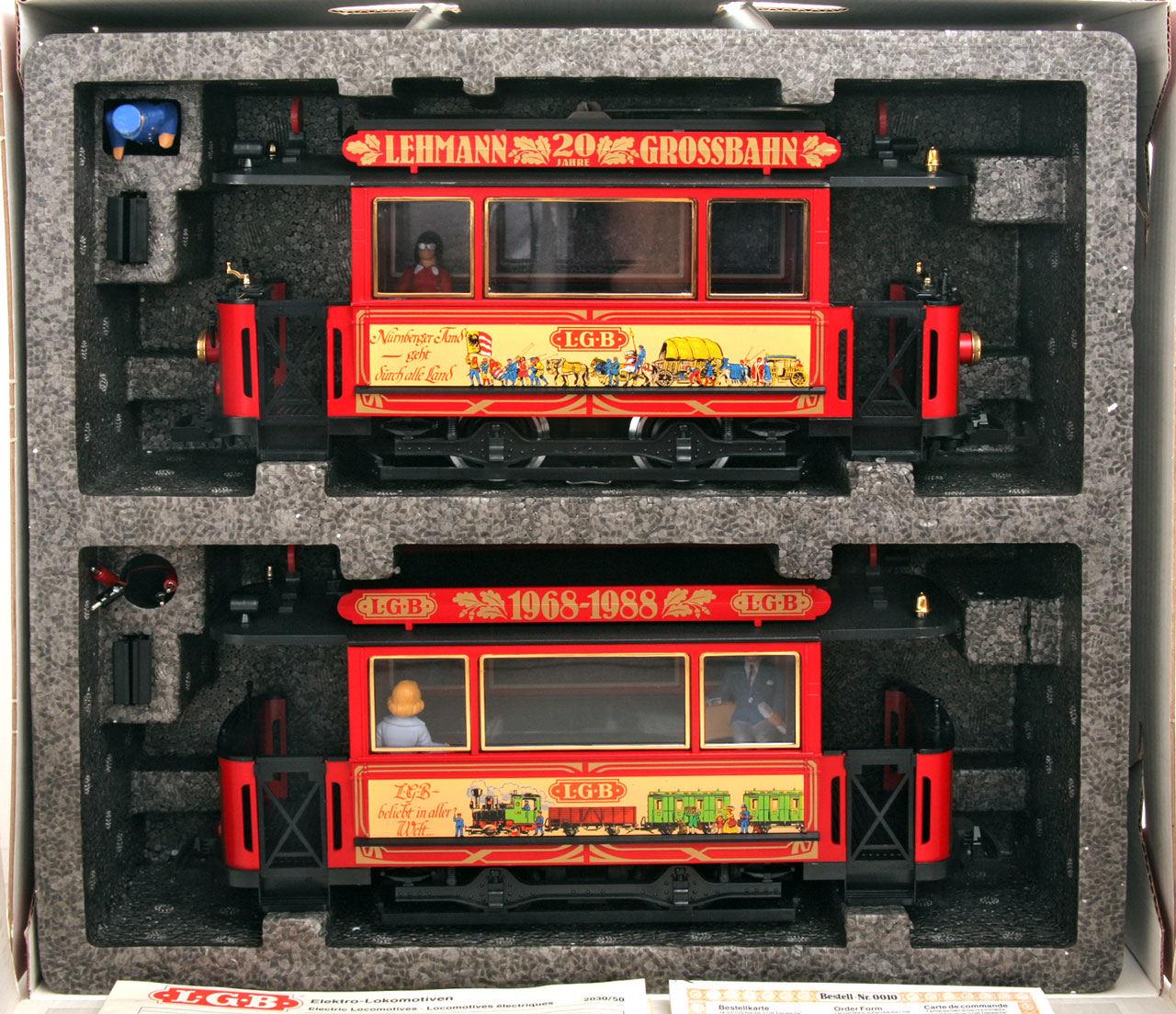 LGB 2036 & 3600 20th Aniversary Red Trolley Set 1968-1988 G Scale