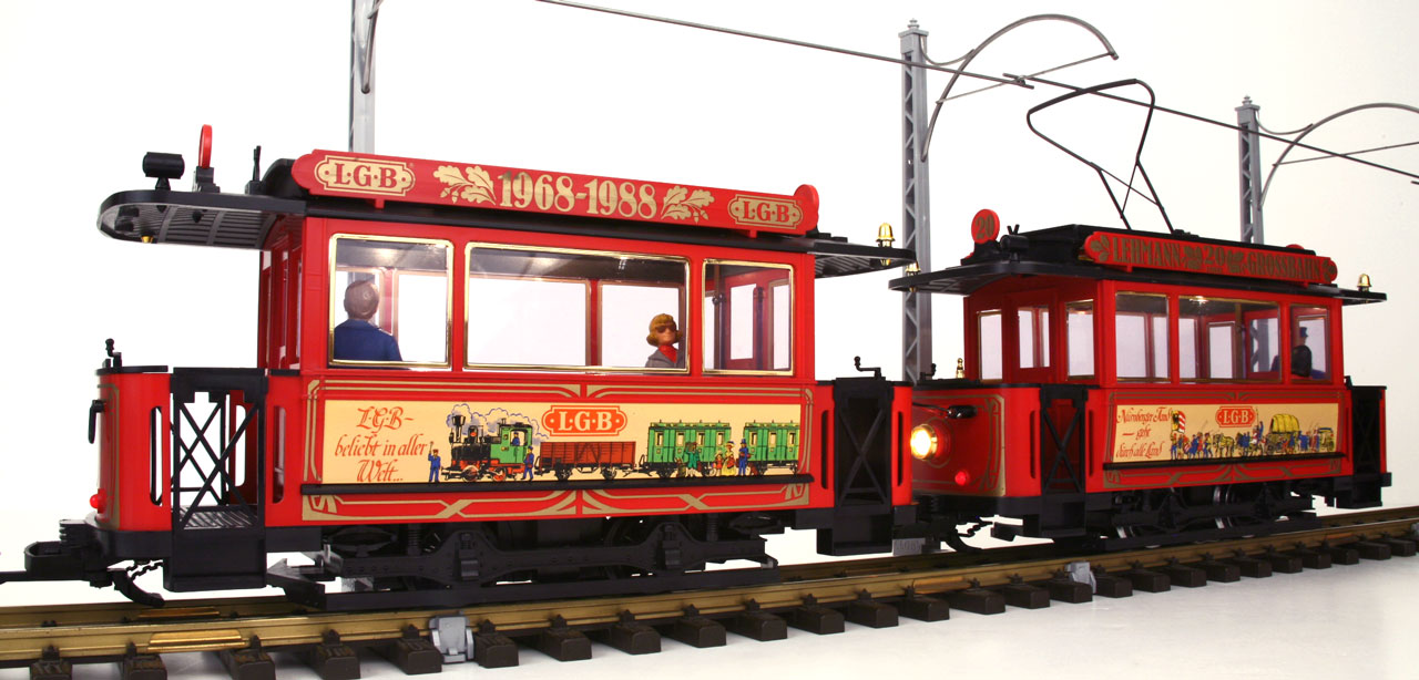 LGB 2036 & 3600 20th Aniversary Red Trolley Set 1968-1988 G Scale