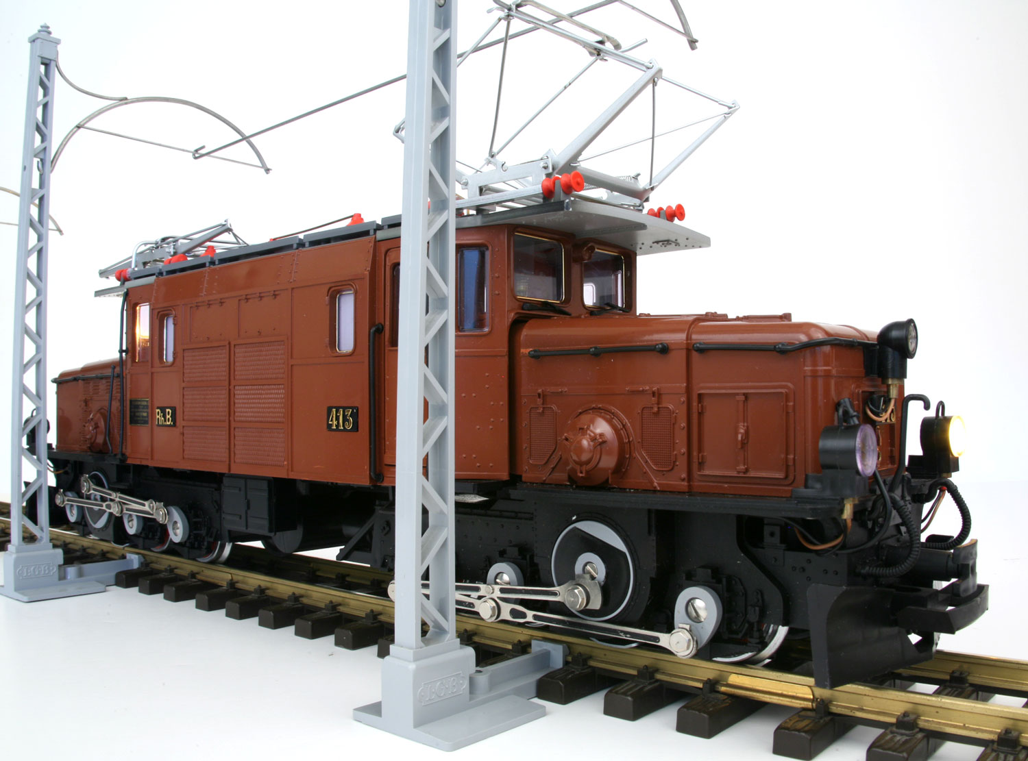 LGB 2040 Rhb Ge 6/6 Rhaetian Brown Crocodile left rear view