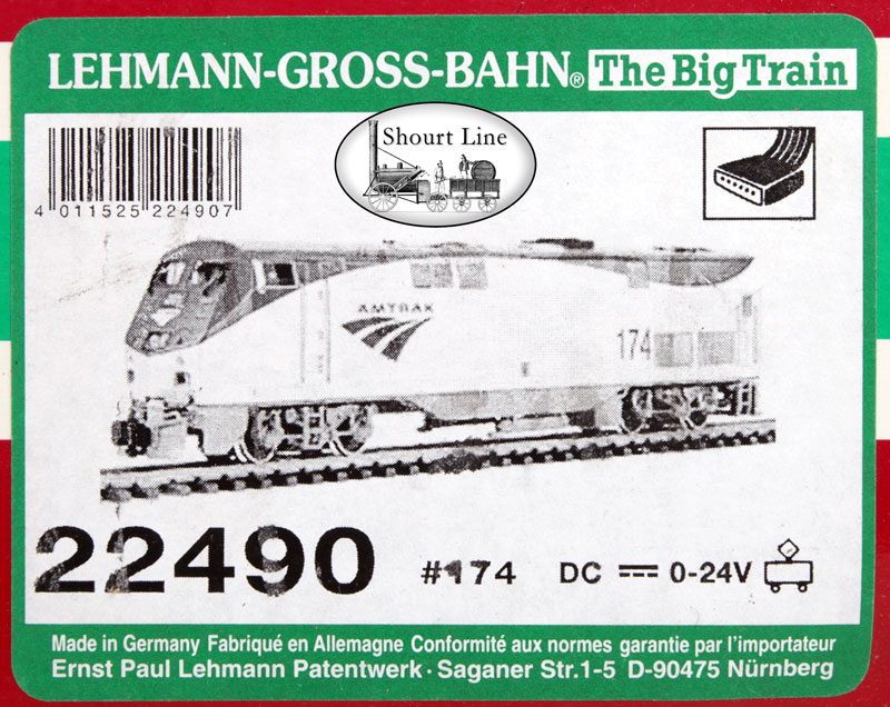 LGB 22490-174 Amtrak Genesis Diesel Loco, Phase V Acela box label