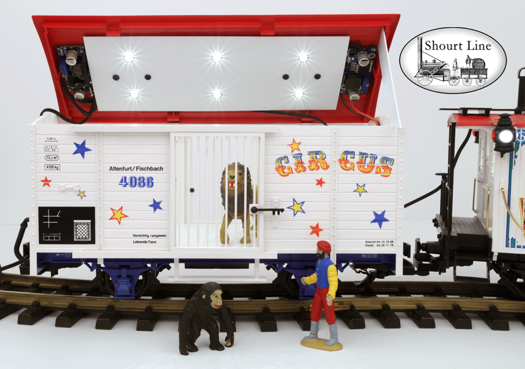 G Scale LGB 4036 Circus Cage Car + SL 6 LED Lighting + MP3 & FM Sound Systems