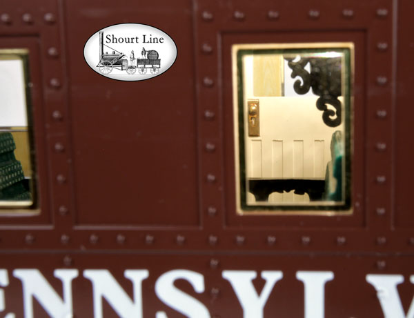 G Scale REA 12104 PENN SMOKING Lighted Drovers Caboose - Metal Wheels - Knuckle & LGB type Hook and Loop couplers interior door through exterior window