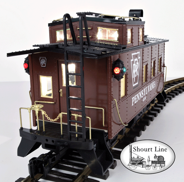 G Scale REA 12104 PENN SMOKING Lighted Drovers Caboose - Metal Wheels - Knuckle & LGB type Hook and Loop couplers